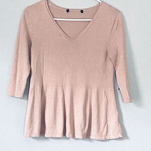 Peruvian Connection Sweater Womens Size Small Pink Blush Pullover V Neck